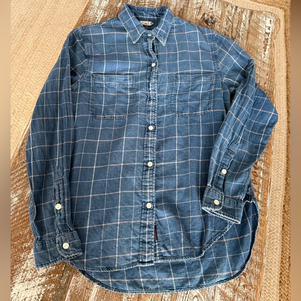 Faherty Windowpane Denim Shirt